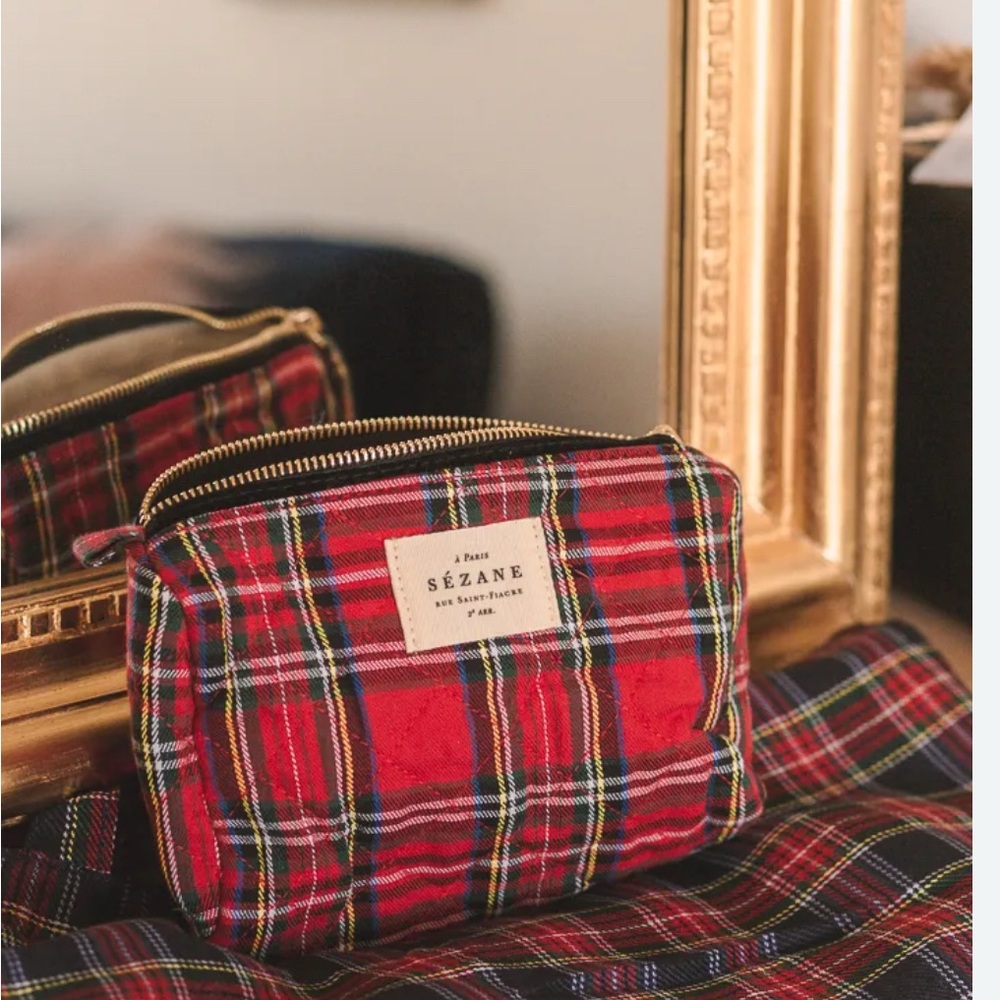 Sézane Red Plaid Pouch